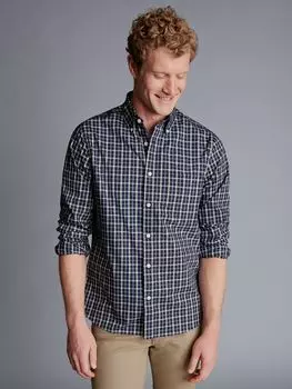 Эластичная рубашка из поплина без железа Charles Tyrwhitt, темно-синий