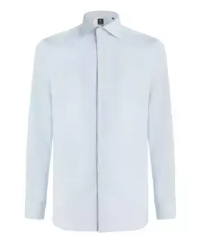 Эластичная рубашка с виндзорским воротником ppoint стандартного кроя длинная Boggi Milano, синий