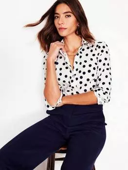 Эластичная рубашка saskia в горошек Boden, цвет Ivory/Navy