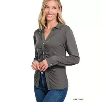 Эластичная рубашка со сборками FASHNZFAB, серый