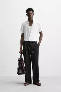 Эластичная рубашка ZARA, белый