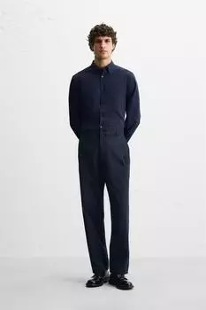 Эластичная рубашка ZARA, темно-синий