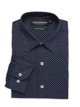 Эластичная спортивная рубашка современного кроя Everywhere в горошек Nick Graham, темно-синий