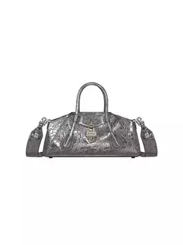 Эластичная сумка Mini Antigona из ламинированной кожи Givenchy, серый