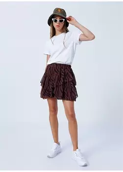 Эластичная талия Черная - Коричневая женская юбка Limon