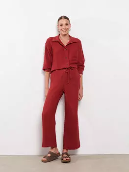 Эластичная талия Удобная посадка Прямые женские брюки из муслиновой ткани LCWAIKIKI Classic