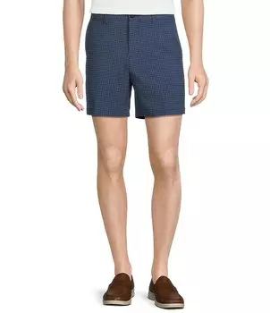 Эластичная ткань Roundtree & Yorke Performance, прямой крой, плоская передняя часть, 7 Шорты с геопринтом, синий