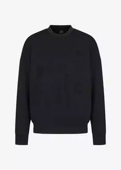 Эластичная толстовка с интерлоком и круглым вырезом с логотипом Armani Exchange, черный