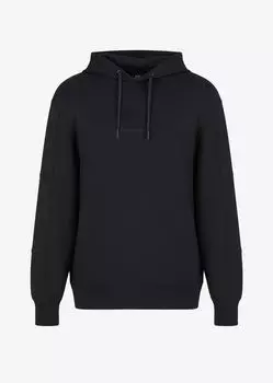 Эластичная толстовка с капюшоном и логотипом интерлок Armani Exchange, черный
