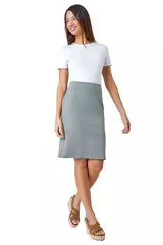 Эластичная юбка-карандаш без застежки Roman, коричневый