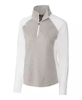 Эластичная женская верхняя куртка с полумолнией в тональную полоску Forge Cutter & Buck, белый