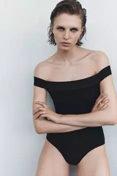 Эластичное боди ZARA, черный