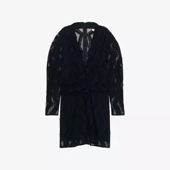 Эластичное хлопковое мини-платье Emsi с кружевом и запахом спереди Iro, цвет bla01