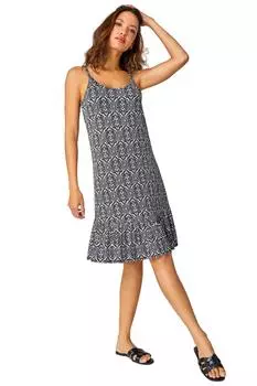 Эластичное платье без рукавов с ацтекским принтом Roman, черный