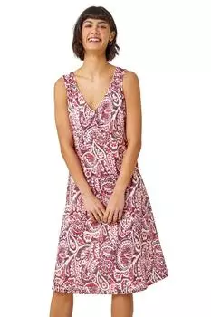 Эластичное платье без рукавов с принтом пейсли Roman, красный