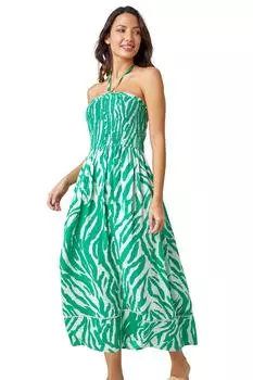 Эластичное платье макси со сборками Animal Roman, зеленый
