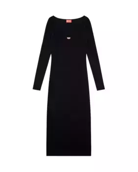 Эластичное платье-миди с длинными рукавами Diesel, черный