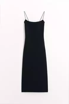 Эластичное платье миди ZARA, черный