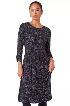 Эластичное платье Petite Ditsy с цветочным принтом Roman, черный