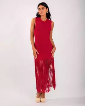 Эластичное платье с бахромой и облегающим кроем The-Are, красный
