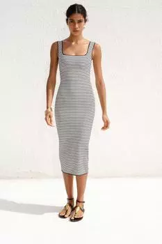 Эластичное платье с квадратным вырезом ZARA, цвет Stripes
