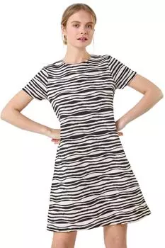 Эластичное платье трапециевидной формы с фактурной волной Roman, черный