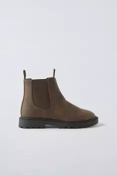 Эластичные ботинки ZARA, коричневый