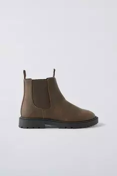 Эластичные ботинки ZARA, коричневый