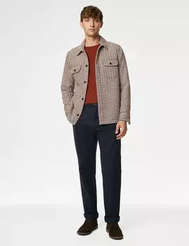 Эластичные брюки чинос обычного кроя Marks & Spencer, темно-синий