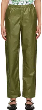 Эластичные брюки цвета хаки GANNI
