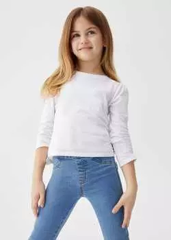 Эластичные джеггинсы с завышенной талией MANGO, синий