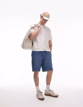 Эластичные джинсовые шорты Topman, цвет средневыстиранный