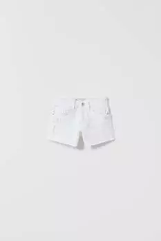Эластичные джинсовые шорты Zara, белый