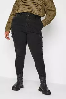 Эластичные джинсы карго с кроем Mom Yours, черный