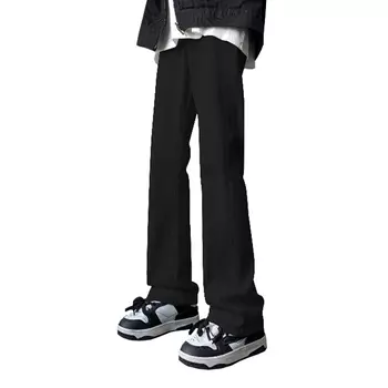 Эластичные джинсы прямого кроя с драпировкой, повседневные универсальные брюки унисекс POLAR BEAR, черный/серый