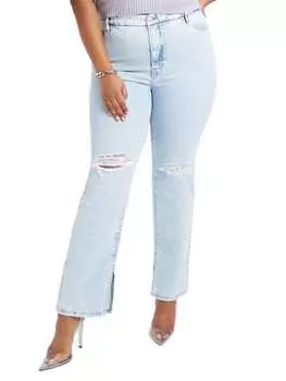 Эластичные джинсы с завышенной талией и эффектом потертости good boy GOOD AMERICAN Blue