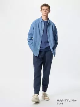 Эластичные джоггеры Uniqlo, цвет 69 синий