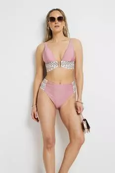 Эластичные плавки бикини с завышенной талией River Island, розовый