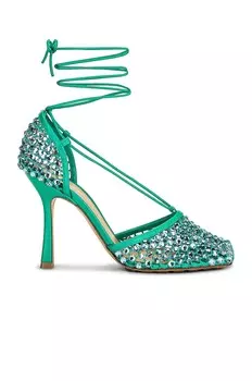 Эластичные сандалии на шнуровке Bottega Veneta, цвет Acid Turquoise
