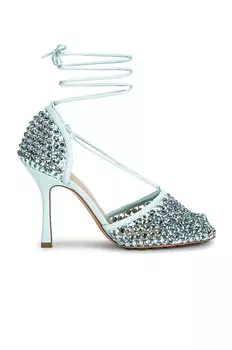 Эластичные сандалии на шнуровке Web Sparkle Bottega Veneta, голубой