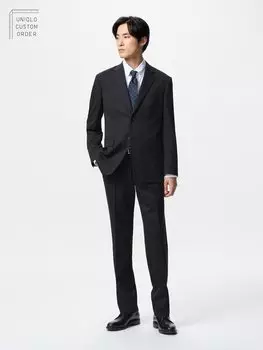 Эластичные шерстяные брюки Uniqlo, черный