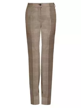 Эластичные шерстяные брюки в клетку Glen Moschino, коричневый