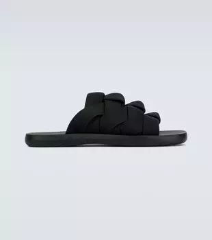 Эластичные шлепанцы Plat Mules Intreccio Bottega Veneta, черный