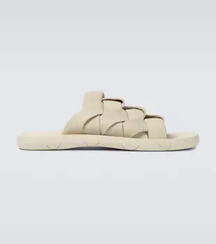 Эластичные шлепанцы Plat Mules Intreccio Bottega Veneta, нейтральный