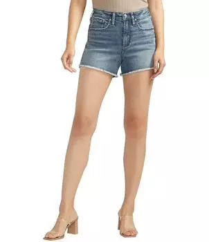 Эластичные шорты Beau с высокой посадкой и потертым краем Silver Jeans Co. Beau, синий