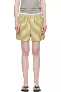 Эластичные шорты цвета хаки из хлопка AMI Paris