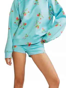 Эластичные шорты с клубничным принтом Cynthia Rowley, синий