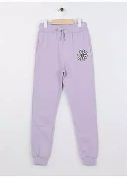 Эластичные спортивные штаны с принтом для девочек сиреневого цвета LESOS GIRL-23 Limon, сиреневый