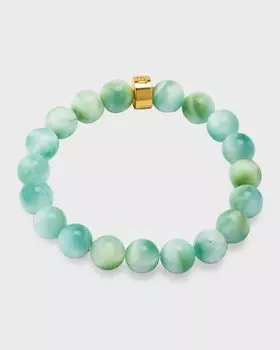 Эластичный браслет с зеленым лунным камнем NEST Jewelry, цвет Green