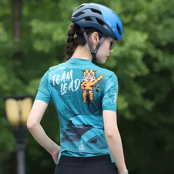 Эластичный быстросохнущий шоссейный велосипед Mountainpeak, тонкий велосипедный трикотаж, светоотражающий милый тигровый лидер, мужской размер S-5XL с короткими рукавами, синий павлин